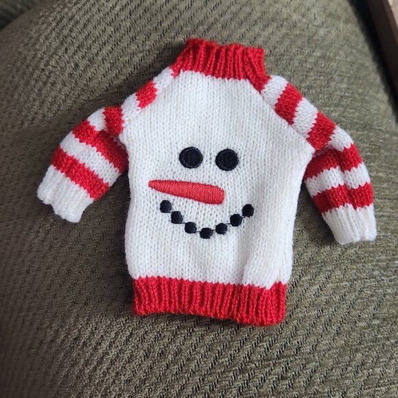 Festive Snowman Face Holiday Red & White Knitted Sweater for Magic Christmas Elf - Picture 2 of 6